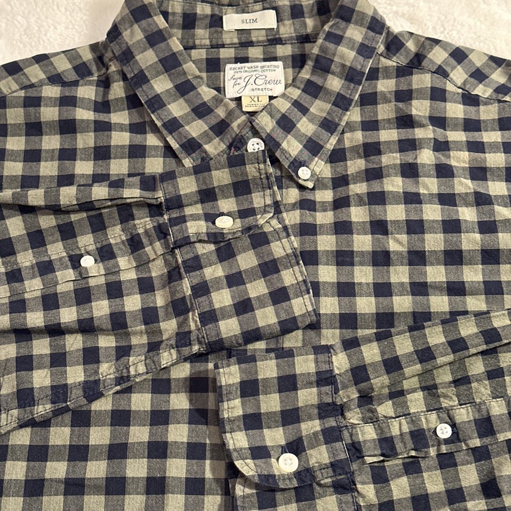 J. Crew‎ Men's Slim Fit Button-Down Shirt Long Sleeve 98% Organic Cotton Size XL